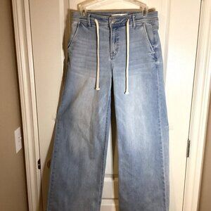 Enjean Women's Straight Wide Baggy Leg Light Blue Denim Jeans Size 3/26